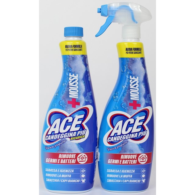 Ace Spray Mousse Candeggina Più Fresco Profumo 700 ml + Ricarica 700 ml