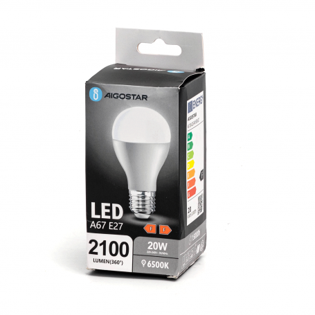 Aigostar lampadina A5 A67 Led 20 watt con attacco E27 2100 lumen 6400k luce fredda